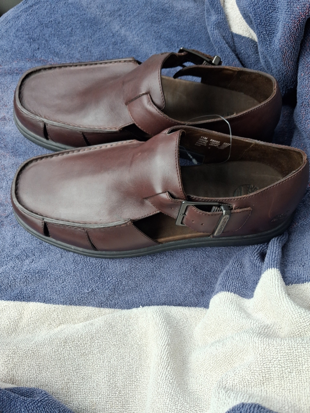 Timberland Men's Dark Brown Leather Casual Buckle Sandals